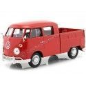 CARSDEMETAL.ES 1967 Volkswagen Type 2 T1 Double Cabry Red Pickup 1:24 Motor max 79343