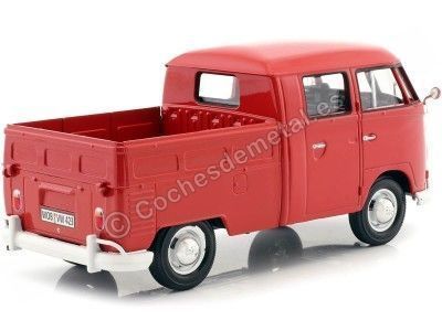 Cochesdemetal.es 1967 Volkswagen Type 2 T1 Cabina Doble Pickup Rojo 1:24 Motor Max 79343 2