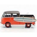 Cochesdemetal.es 1967 Volkswagen Type 2 T1 Cabina Doble Pickup Surf Naranja/Marron 1:24 Motor Max 79560