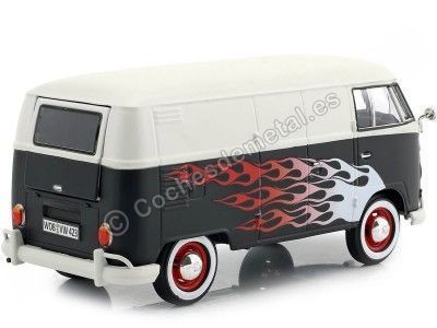 Cochesdemetal.es 1967 Volkswagen Type 2 T1 Livraison Van Negro / Blanco 1:24 MOTOR MAX 79566 2