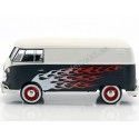 Cochesdemetal.es 1967 Volkswagen Type 2 T1 Livraison Van Negro / Blanco 1:24 MOTOR MAX 79566