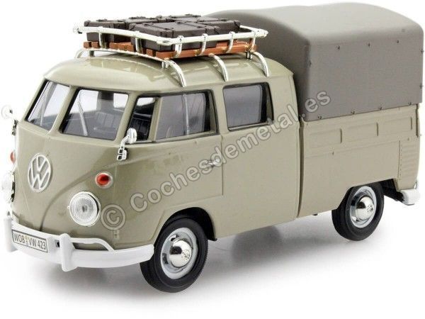 Carsdemetal.es 1967 Volkswagen tipo 2 T1 Double Cabbin Pickup Caqui 1:24 MOTOR MAX 79553