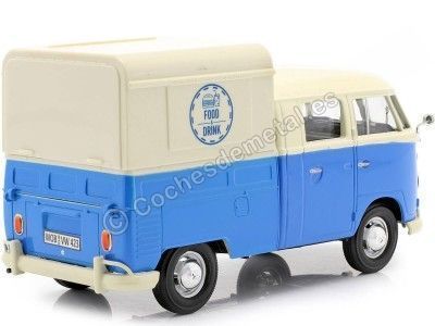 Cochesdemetal.es 1967 Volkswagen Type 2 T1 Pickup Food Truck Azul / Blanco 1:24 Motor Max 79576 2