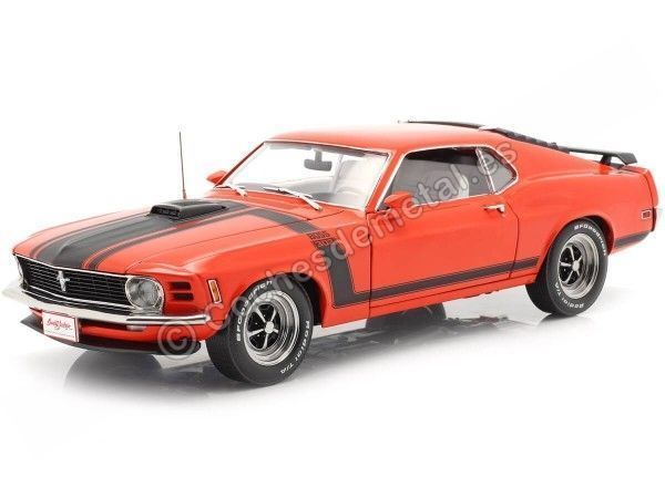 Cochesdemetal.es 1970 Ford Mustang Boss 302 Fastback Calypso Coral / Negro 1:18 Highway-61 18030