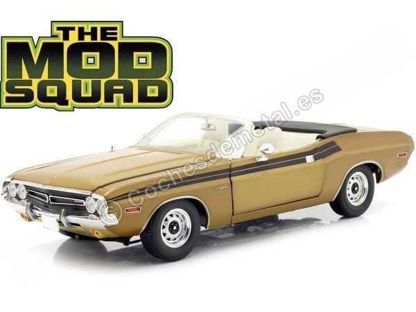 Cochesdemetal.es 1971 Dodge Challenger 340 Convertible "The Mod Squad" Metallic Gold 1.18 GreenLight 13566