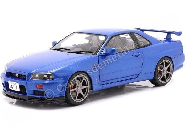  Solido Cars 1999 Nisan Skyline GT-R (R34) RHD (conducción a  mano derecha) Bayside Blue Metallic 1/18 Modelo de automóvil fundido a  presión por Solido S1804301 : Arte y Manualidades