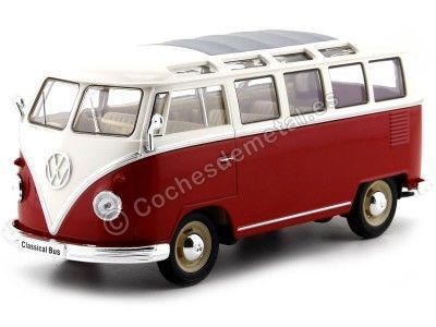 Carsdemetal.es 1963 Volkswagen vw t1 samba ônibus vermelho/bege 1:24 bem 22095