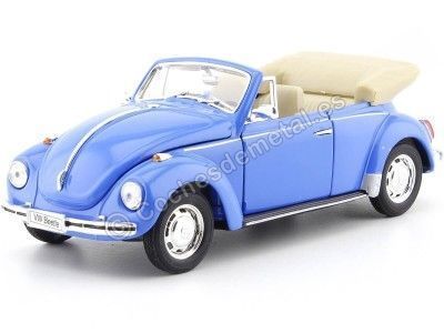 1960 Volkswagen VW Beetle Cabrio Light Blue 1:24 Welly 22091 Cochesdemetal.es