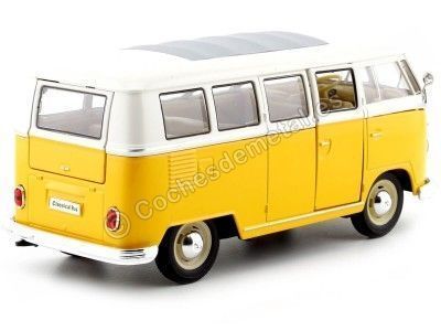 1963 Volkswagen VW T1 Bus Amarillo/Beige 1:24 Welly 22095 Cochesdemetal.es 2
