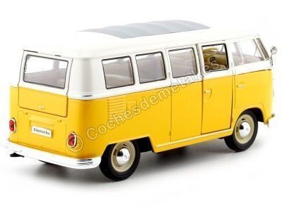 Cochesdemetal.es 1963 Volkswagen VW T1 Bus Amarillo/Beige 1:24 Welly 22095 2