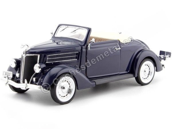 Cochesdemetal.es 1936 Ford Deluxe Cabriolet Azul Oscuro 1:24 Welly 22422