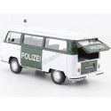 Cochesdemetal.es 1972 Volkswagen VW T2 Bus Policia Berlinesa Verde/Blanco 1:24 Welly 22472