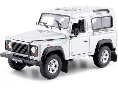 Cochesdemetal.es 2010 Land Rover Defender 90 TDI Gris 1:24 Welly 22498