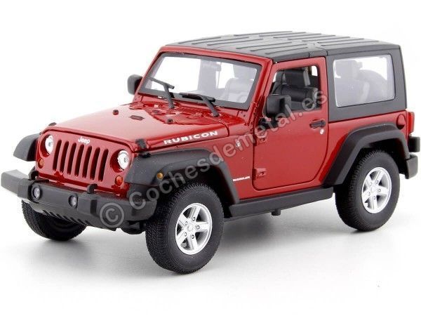 Cochesdemetal.es 2007 Jeep Wrangler Rubicon Techo Rígido Rojo 1:24 Welly 22489