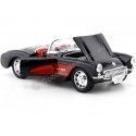 CARSDEMETAL.ES 1957 Chevrolet Corvette Black Convertible / Red 1:24 Welly 29393
