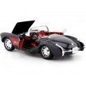 CARSDEMETAL.ES 1957 Chevrolet Corvette Black Convertible / Red 1:24 Welly 29393