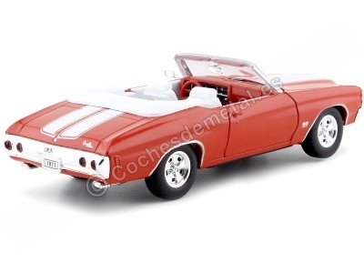 Cochesdemetal.es 1971 Chevrolet Chevelle SS 454 Convertible Orange 1:24 Welly 22089 2