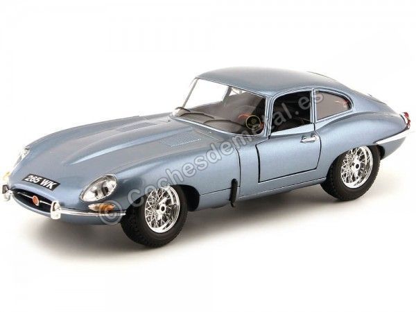 CARSDEMETAL.ES 1961 Jaguar Type "E" Blue Coupé / Gray métallique 1:18 Bburago 12044