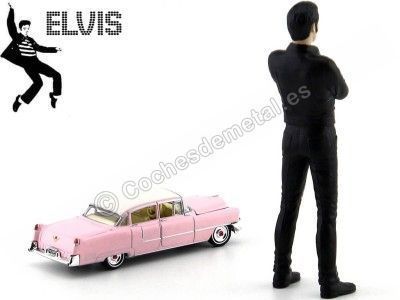 Cochesdemetal.es 1955 Cadillac Fleetwood Series 1:64 + Elvis Figure 1:18 Greenlight 29898 2