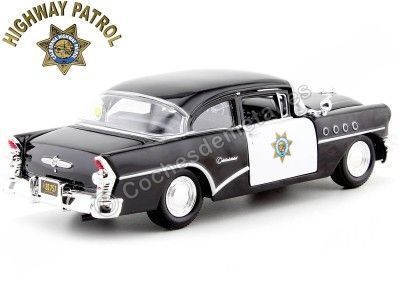 Carsdemetal.es 1955 Patrulha da polícia de Buick Centuri preto/branco 1:26 Maisto 31295 2
