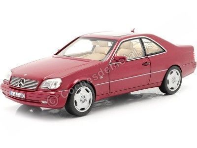 Cochesdemetal.ES 1998 Mercedes-Benz CL 600 Coupé (C140) Almadine Red Metallic 1:18 CONCESSIONNAIRE ÉDITION B66040651