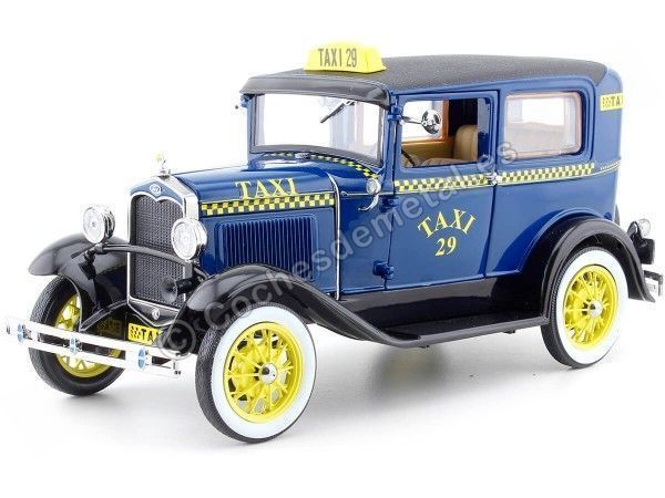 Carsdemetal.es 1931 Ford Modèle A Tudor Taxi Carc bleu / jaune 1:18 Sun Star 6107