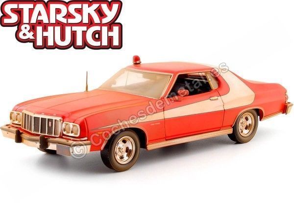Carsdemetal.es 1974 Ford Gran Torino "Starsky & Hutch" Dirty Red / White 1:24 Greenlight 84121