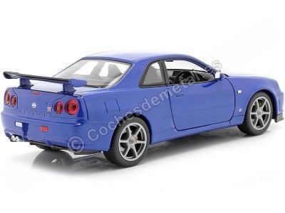 1999 Nissan Skyline GT-R (R34) Blue 1:24 Welly 24108 Cochesdemetal.es 2
