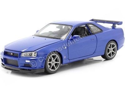 1999 Nissan Skyline GT-R (R34) Blue 1:24 Welly 24108 Cochesdemetal.es