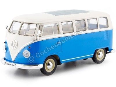 1963 Volkswagen VW T1 Bus Azul/Beige 1:24 Welly 22095 Cochesdemetal.es