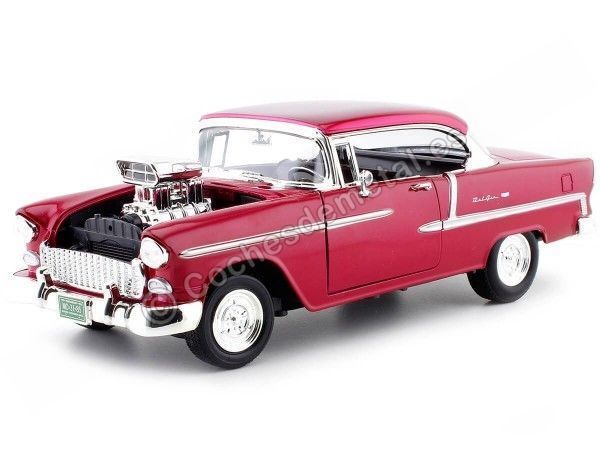 Cochesdemetal.es 1955 Chevrolet Bel Air Hard Top Custom Burdeos Bicapa 1:18 Motor Max 79002