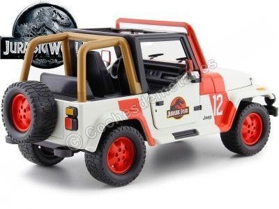 Cochesdemetal.es 1992 Jeep Wrangler "Jurassic World" White/Red 1:24 Jada Toys 97806 253253005 2