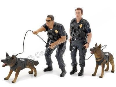 Figura de Resina "Unidad K9 Oficiales de Policía + Perros Policía. Set de 2" 1:18 American Diorama 38163 38164 Cochesdemetal.es