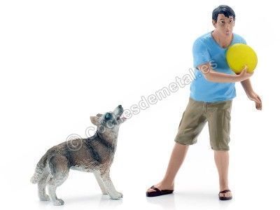 Cochesdemetal.es Figura de Resina "Perro Jugando con Chico" 1:18 American Diorama 23889