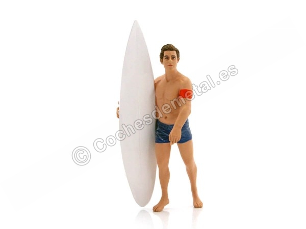 Cochesdemetal.es Figura de Resina "Surfista Greg con Tabla de Surf" 1:18 American Diorama 77441