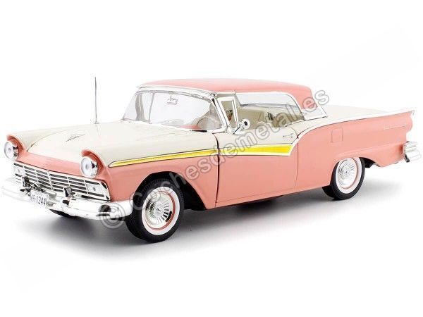 Cochesdemetal.es 1957 Ford Fairlane 500 Skyliner Coral Coral / Colonial White 1:18 Sun Star 1344
