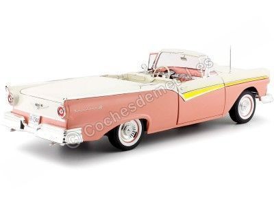 1957 Ford Fairlane 500 Skyliner Convertible Sunset Coral / Colonial White 1:18 Sun Star 1344 Cochesdemetal.es 2