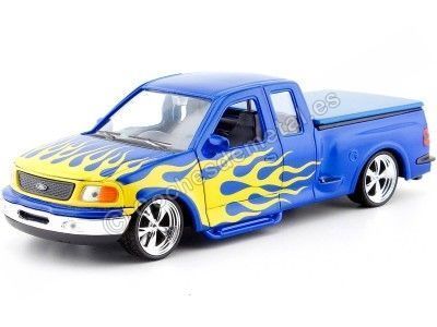 1999 Ford F150 Flareside Supercab Pickup Low Rider Azul 1:24 Welly 29396 Cochesdemetal.es