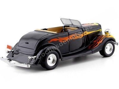 Cochesdemetal.es 1934 Ford Coupe Convertible Hot Rodding Negro con Llamas 1:24 Motor Max 76607 2