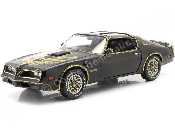Cochesdemetal.es 1977 Pontiac Firebird Trans AM Black/Gold "Smokey and the Bandit look alike" 1:18 Greenlight 19098