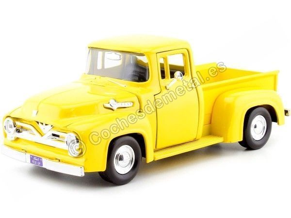 Cochesdemetal.es 1955 Ford F-100 Pickup Light Yellow 1:24 Motor Max 79341