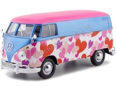 Cochesdemetal.es 1967 Volkswagen Type 2 T1 Van de livraison "Love" 1:24 MOTOR MAX 79581