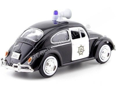 1966 Volkswagen Beetle Police Black/White 1:24 Motor Max 79578 Cochesdemetal.es 2