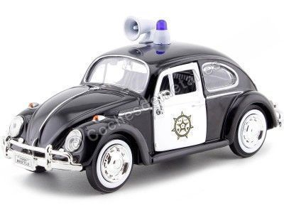 Cochesdemetal.es 1966 Volkswagen Beetle Police noir / blanc 1:24 Motor Max 79578