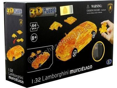 Cochesdemetal.es 2006 Lamborghini Murcielago "Puzle 3D de 64 piezas" Amarillo Traslucido 1:32 Happy Well 57061