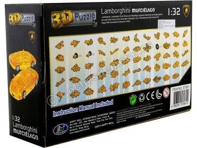 Carsdemetal.es 2006 Lamborghini Murcielago "Puzzle 3d de 64 pièces" Yellow Transduced 1:32 Happy Well 57061 2