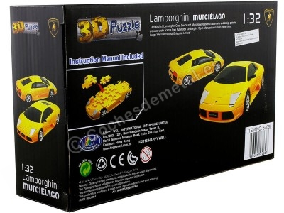 Carsdemetal.es 2006 Lamborghini Murcielago "Puzzle 3d de 64 pièces" Jaune 1:32 Happy Well 57060 2