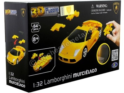 Carsdemetal.es 2006 Lamborghini Murcielago "Puzzle 3d de 64 pièces" Jaune 1:32 Happy Well 57060