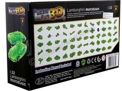 Carsdemetal.es 2006 Lamborghini Murcielago "Puzzle 3d de 64 pièces" Green Translucide 1:32 Happy Well 57065 2