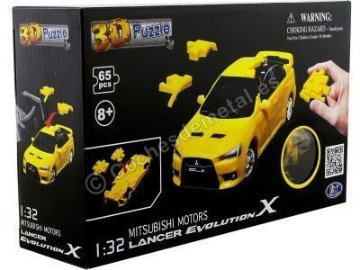 2008 Mitsubishi Lancer Evolution X "Puzle 3D de 65 piezas" Amarillo 1:32 Happy Well 57140 Cochesdemetal.es